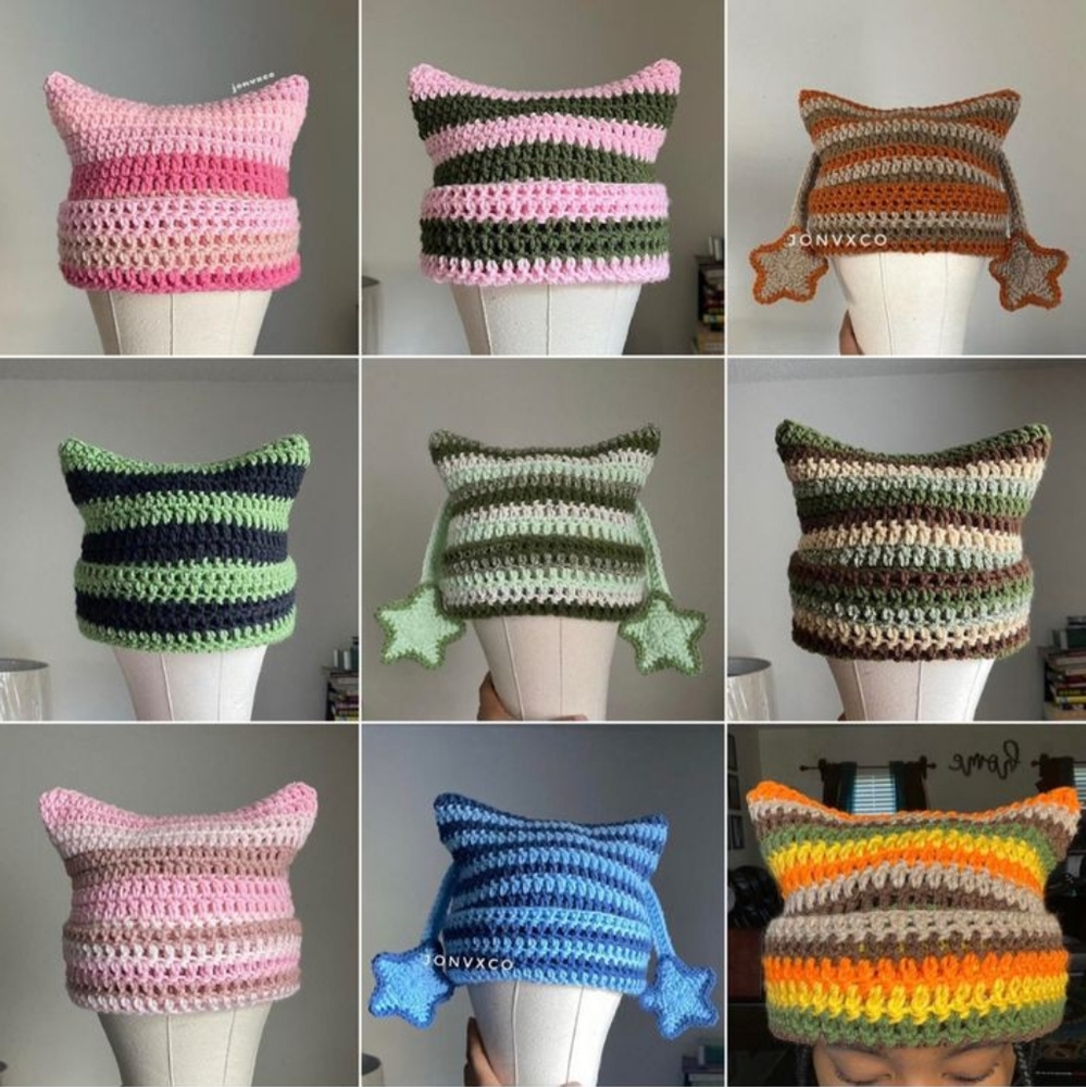 Crochet cat beanie!! (Custom)